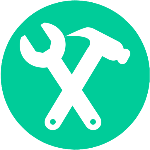 Green circle with a white sillouette of a wrench and a hammer forming a cross.